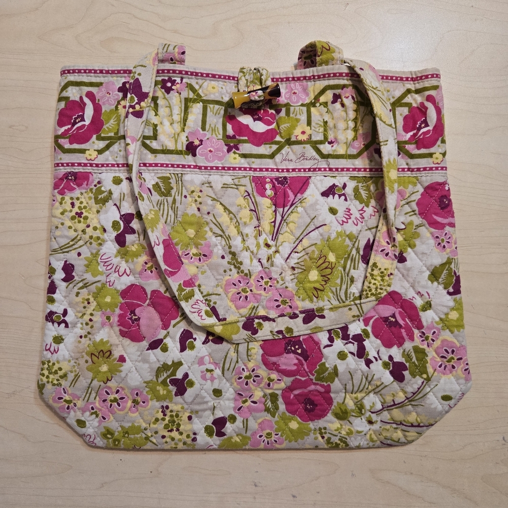 Vera Bradley Quilted Tote – Hope Garden (Retired Print, Floral Pink/Green)